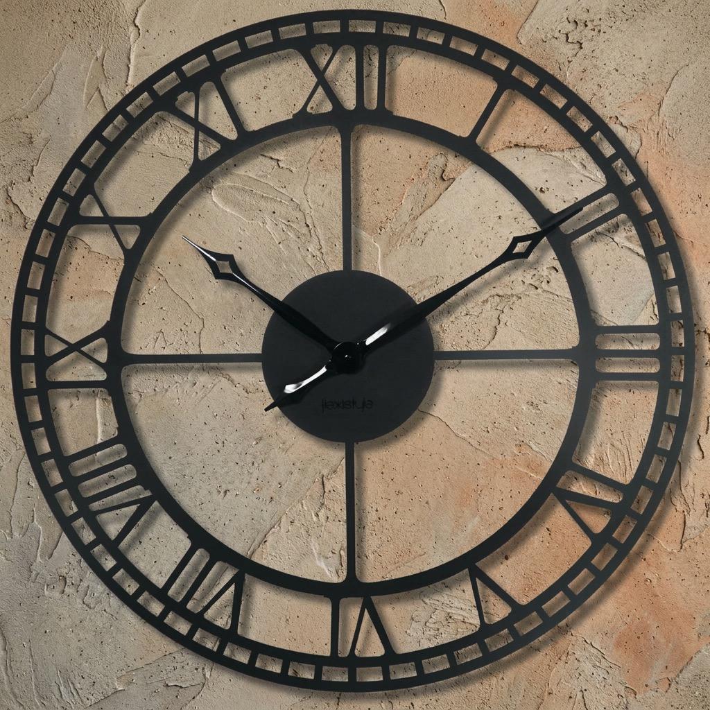 Retro black metal wall clock 50cm