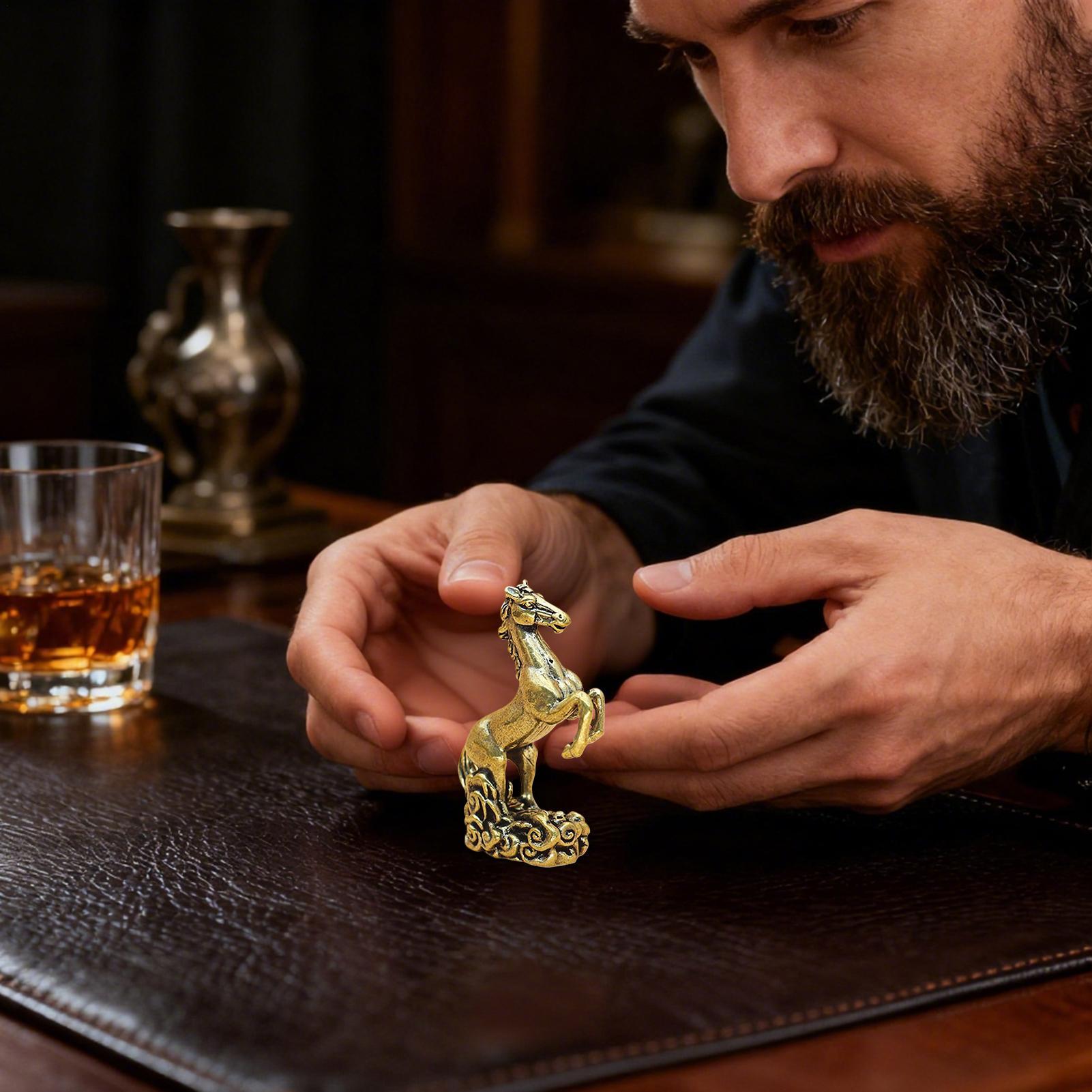 

Chinese Lunar Horse Statue Brass Wealth Figurine 2026 Chinese Horse Year Sculpture For Bookshelf Cabinet Dining Table Bedroom China Mainland