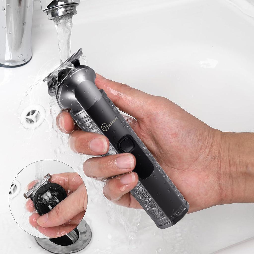 Hatteker 8-in-1 Hair Trimmer Set Multi-Function Men's Retro Hair Clipper Electric Shaver Nose