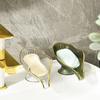 Luxury Soap Box Gold Plated No Drill Wall Mount Bathroom Soap Holder with Drainage for Countertop