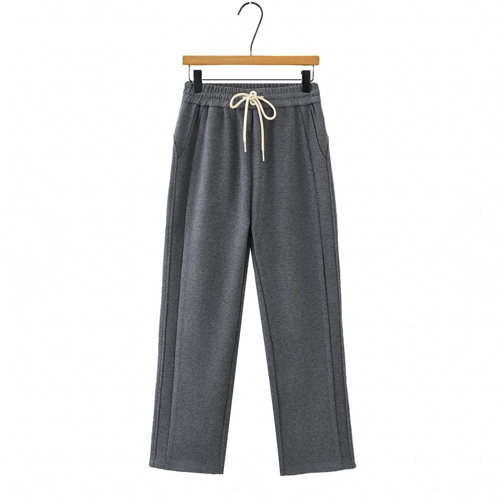 2026 Spring Plus Size High Waist Elastic Knit Pants for Women - Straight Leg, Versatile & Casual