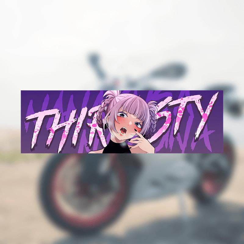 Pink Double Bun Anime THIRSTY Sticker 1PC, 2D Flat Waterproof Vinyl Decal for Car Skateboard Luggage