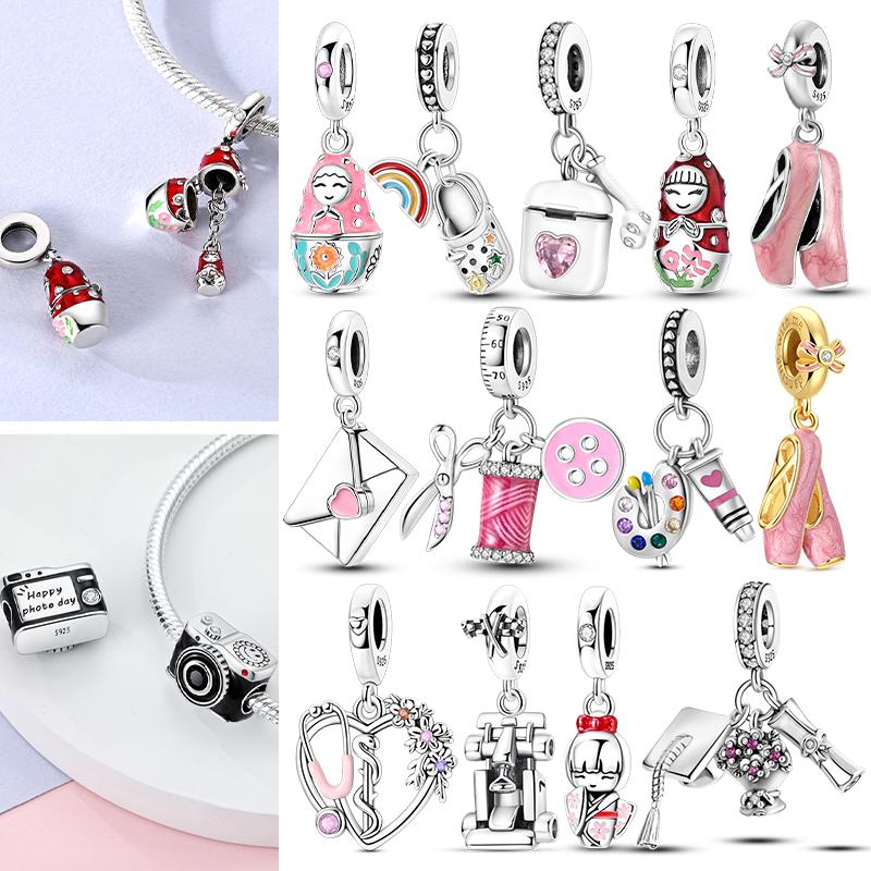 Hot 925 Sterling Silve Original Charms Beads Pendant Ballet Shoes Doll Character Life Charms Fit Bracelet DIY Women Jewelry Gift