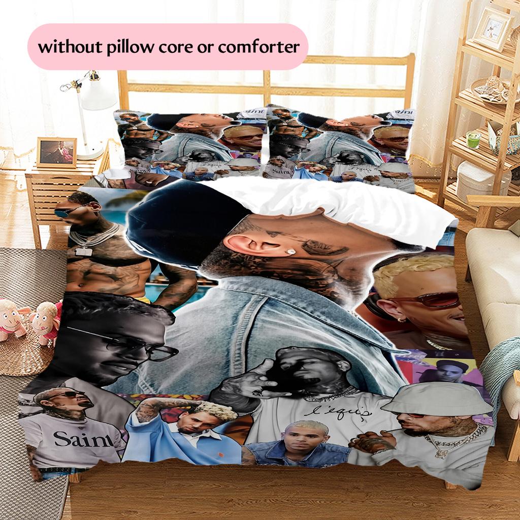 Chris Brown Pattern Bedding Home Decoration Birthday Gift (1 * duvet cover + 2 * pillowcase, without core)