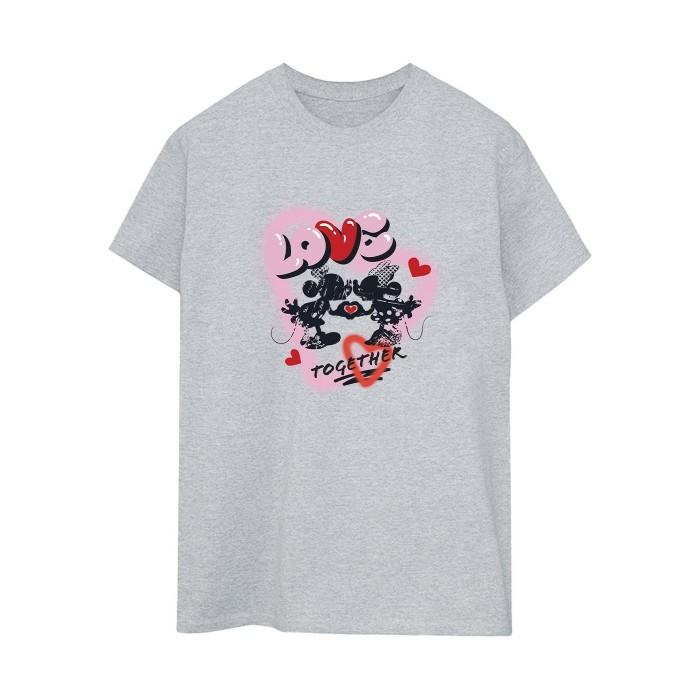 Disney Womens/Ladies Love Together Mickey & Minnie Mouse Boyfriend T-Shirt