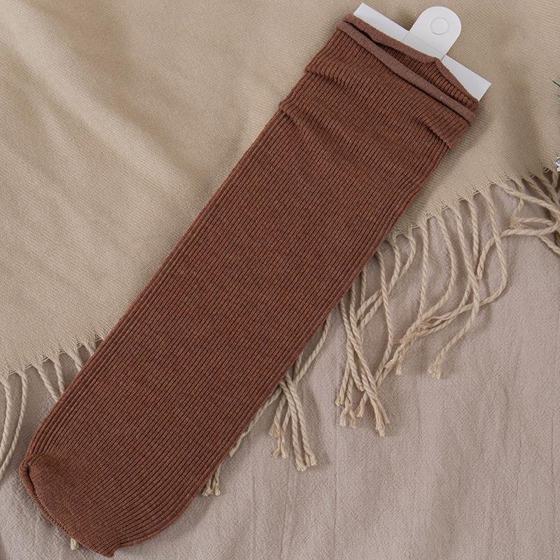Ladies Autumn and Winter Thick New Products Pure Color Retro Sweat Absorbing Breathable Long Tube Pile Pile Cotton Socks