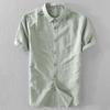 Men's Short Sleeve Slim Fit Breathable Cotton Linen Shirt