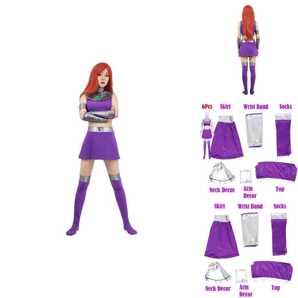 Lebendige Teen Titans Starfire Cosplay-Kostümperücke für Erwachsene, perfekt für Halloween, Maskenball und Comic Con