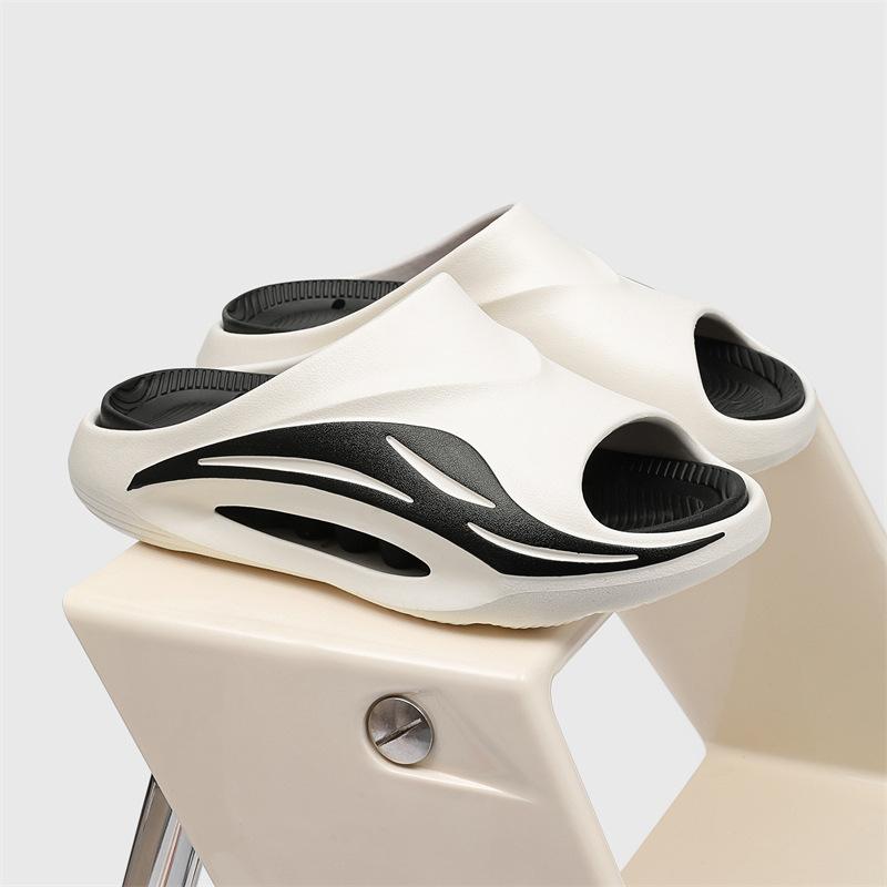 Sports slippers summer bathroom bath leaking two-color one-word outdoor beach mop soft bottom