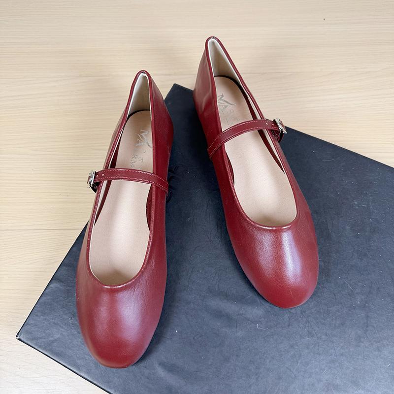 Fashion Flat Shoes for Women 2025 Spring and Autumn Round Toe Brown Mary Jane Shoes Retro Red Plus Size Women's Shoes Loafers Women