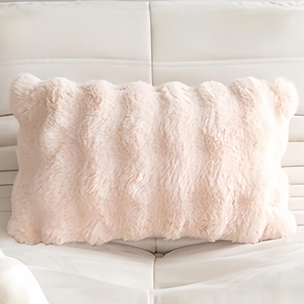 

Плюшевая наволочка из пузырчатого бархата, имитация кроличьего меха, наволочка для диванной подушки, домашний декор Pink-30x50cm