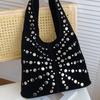 European American Fashion Tote Bags Stylish Shoulder Bags With Studs Dots New Suede Handbags Versatile Solid Color Commuter Bags