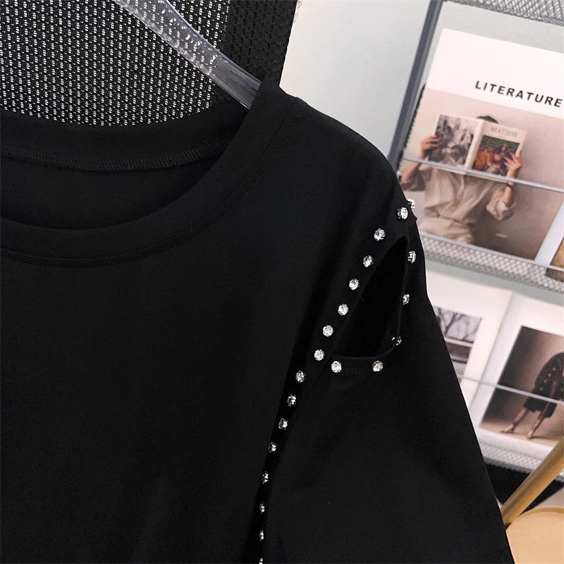 Women's Plus Size Slimming Loose Mid-Length Short-Sleeve T-Shirt (Sizes 200/300/350 Jin)