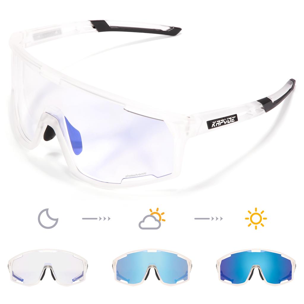 Kapvoe Photochromic Cycling Glasses UV400 MTB Clear Mountain Bike Transition Bicycle Sunglasses for Men Women Sports Eyewear