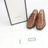 Gucci Loafers Bee Embroidered Web Line Penny Loafers Brown Leather Mens 9 450990 Used