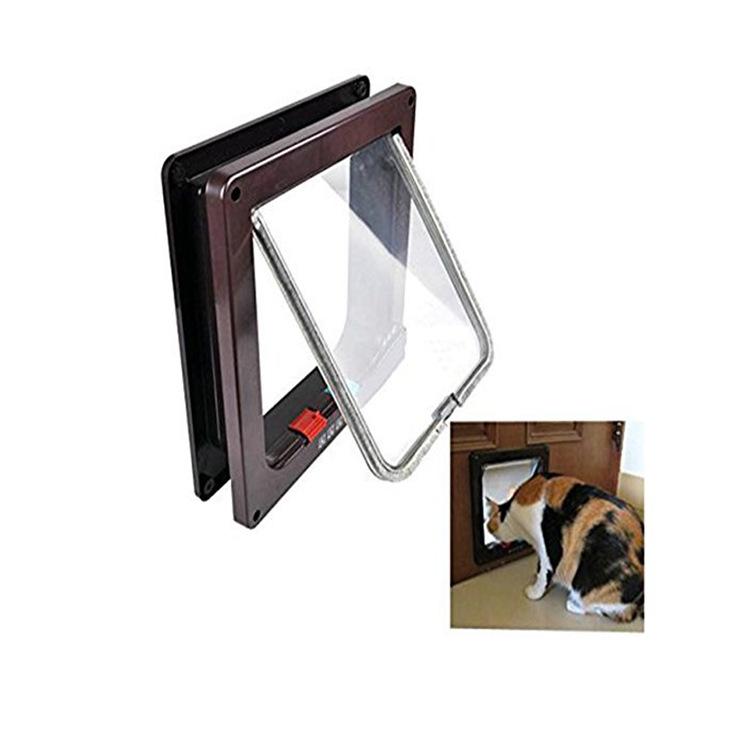 Pet Door for Cats & Dogs, Plastic, White/Coffee, Scratch-Resistant