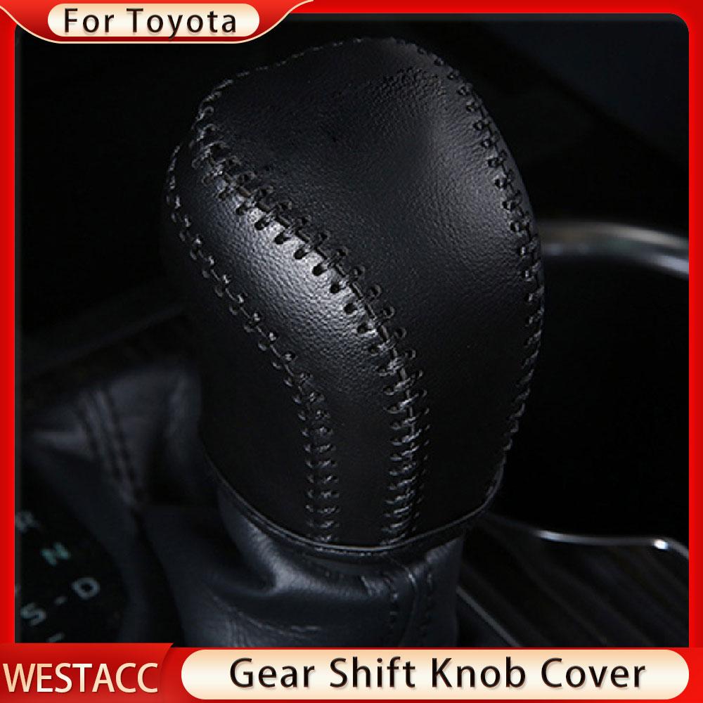 Echtes Leder-Auto-Schaltkragen-Kasten-Schaltknauf-Kopf-Abdeckung für Toyota Camry 70 Corolla AT
