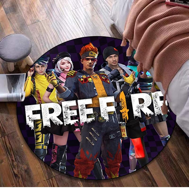 1Pc  Free Fire Circular Print Rug - Home Decoration Carpet For Living Room Bedroom Flooring Computer Chair Area Rug