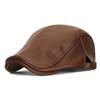 Herbst Winter Retro PU Vorwärtskappe Samt Warm Verstellbare Schirmmütze