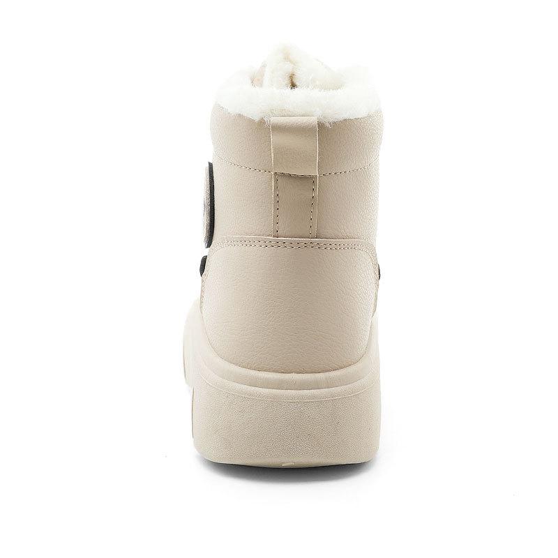 HY616 new winter waterproof sewing line women's short tube warm high-top simple velvet thick-soled cotton shoes