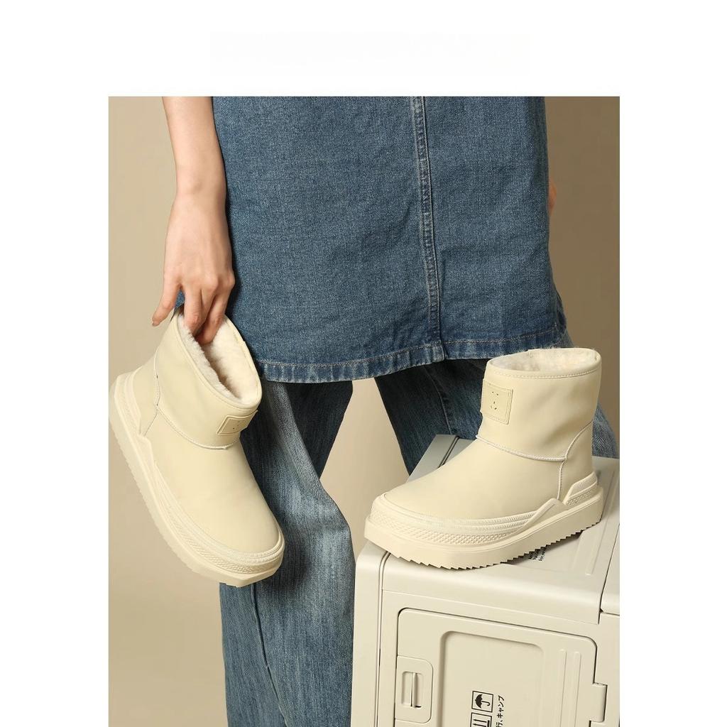 Soft leather version~ thick-soled inner heightening snow boots women's 2024 new winter piled thickened heightening cotton shoes women's shoes