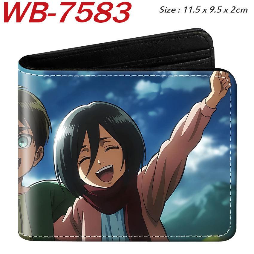 Attack on Titan Anime Faltbare Leder Geldbörse Kurzer Kartenhalter Cartoon Spiel Zubehör für Männer Frauen Braun
