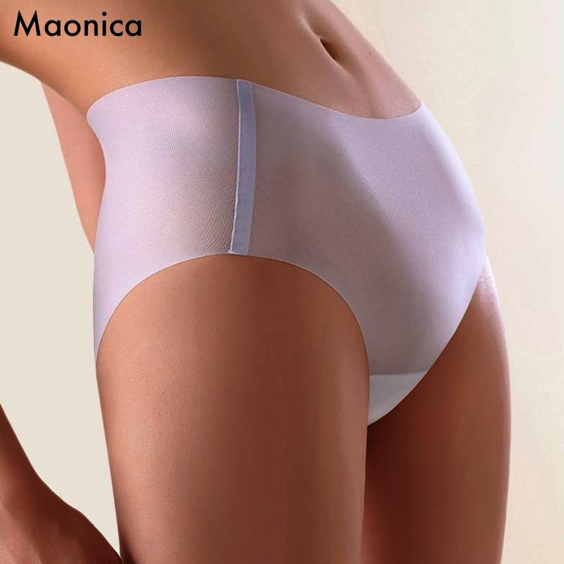 Women's Ultra-thin Mask Panties No Trace Ice Silk Panties Women's Mid-waist Triangular Pants M-XL