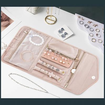 1PC Travel Jewelry Storage Box Roll Foldable Jewelry Box, Suitable for Travel Rings, Necklaces, Bracelets, Earrings