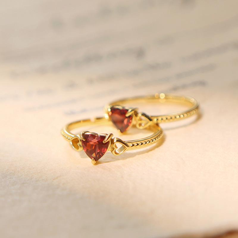 Gold-Plated S925 Sterling Silver Heart Ring - Light Luxury, Niche Design, Simple & Versatile Fashion for Women