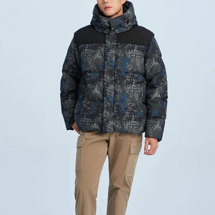 Kolon Sport Hooded Long Sleeve Loose Thick Puffer Jacket Men outerwear Dark-Khaki TLJDW23615
