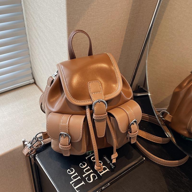 Bucket Backpack Female Leisure Student Class Mini Bag Street Trend Lightweight Travel Small Backpack