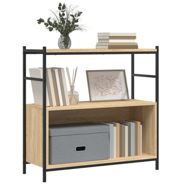 VidaXL Bibliothèque chêne sonoma 80x30x78,5cm bois d'ingénierie et fer 832794