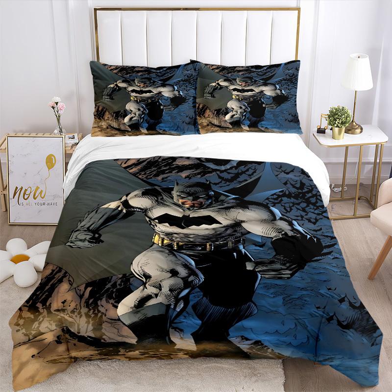 3pcs batman, superhero Duvet Cover Set (1 Duvet Cover + 2 Pillowcases, No Core) - Comfortable, And Breathable Bedroom Decoration yy251104031