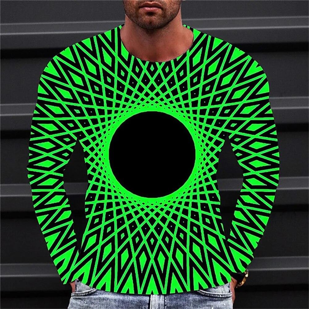 Neues Herren-T-Shirt, T-Shirt, grafische Technologie, Rundhalsausschnitt, Kleidung, 3D-Druck, Outdoor, lässig, langärmelig, Modedesigner, einfach