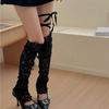 Lace Leg Wrap Covers for Women Japanese Aesthetic Sheer Fishnet Thigh High Leg Warmers Long Socks for Skirts and Dresses  White