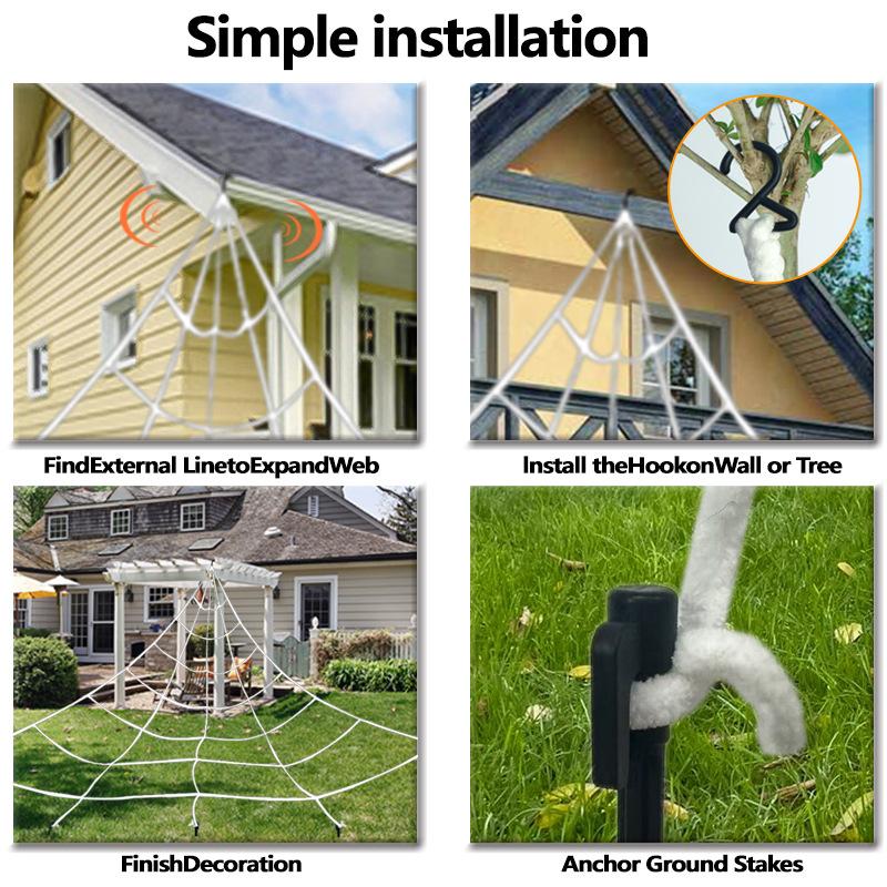 1pc Giant Spider Web Halloween Decoration Outdoor Courtyard and Lawn Spider Web Terror Courtyard Decoration Design