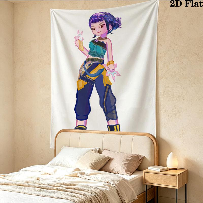 Tapisserie Demon Hunters Kpop Accroche Murale Esthétique Couverture en Tissu Imprimé Tapisseries Décoratives Pour Chambre Salon Décoration de Maison