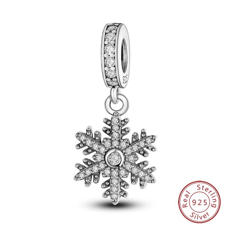 Original Copper Charms Beads Winter Snowflake Snowman Igloo Penguin Pendant Fit Bracelet Women Jewelry Gift