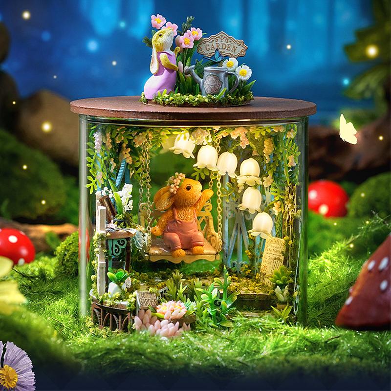 Dream Bottle Model Kit DIY Mini Doll House Handmade 3D Puzzle Assembly Toy Home Creative Room Bedroom Decoration with Furniture