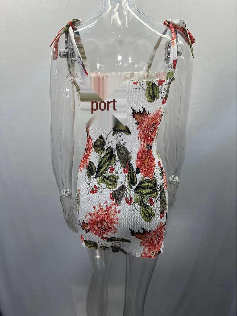 Halter Off-Shoulder Print Bodycon Kleid