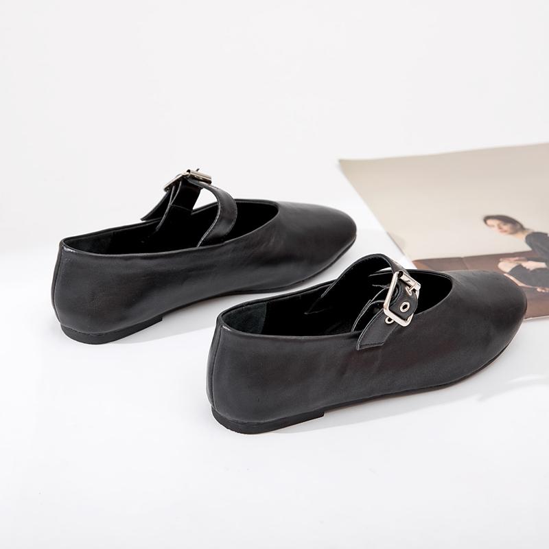 Moteriški Mary Jane batai pavasario ir rudens Natūralios natūralios odos vintažiniai moteriški batai smailiais pirštais Baleto plokščiapadžiai laisvalaikio batai moterims