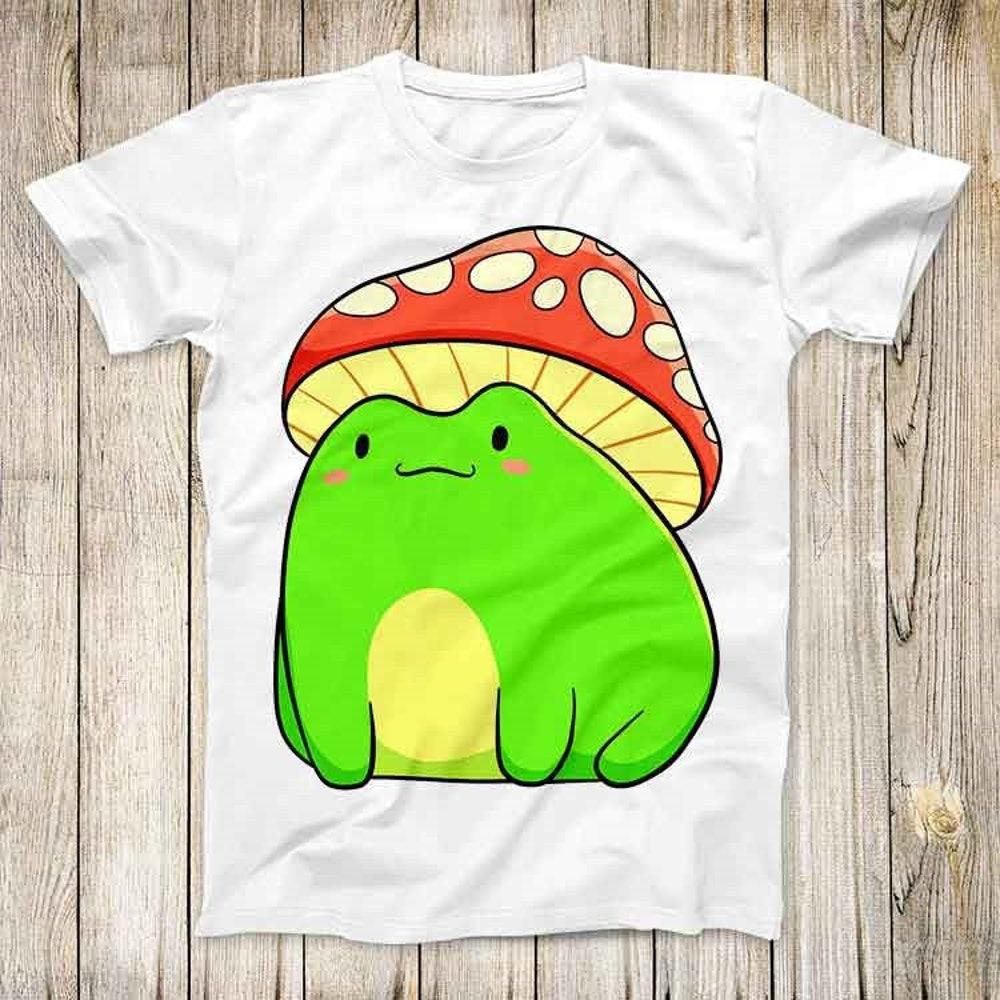 

Футболка из 100% хлопка плотностью 230 г/м2 Cottagecore Star Frog со шляпой-грибом Starstool, лучший милый подарок для мужчин и женщин, унисекс, ретро-стиль, футболка 3144 XS белый