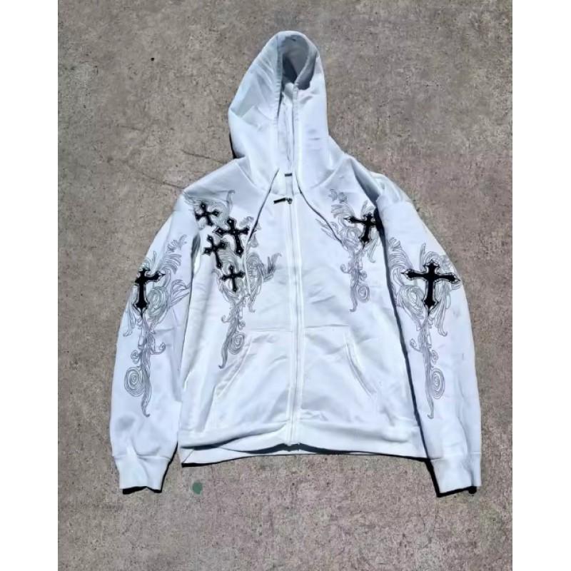 Y2K Skeleton Zip Hoodie 90s Retro Print Loose Fit Streetwear Unisex