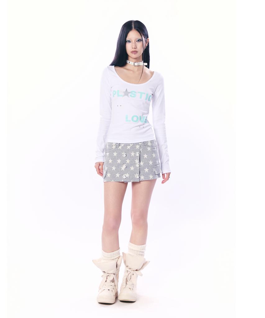 Setup Exe Star Double Button Skirt Pants / Gray