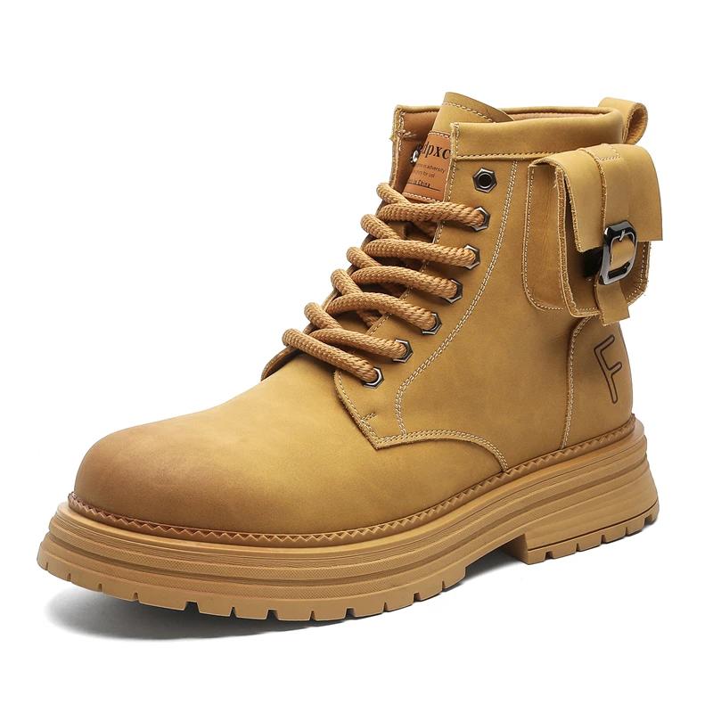 

Luxury Brand Men Flat Designer Shoes Genuine Leather Outdoor Antiskid Thick Bottom Tooling Boots Classic Comfy High-top Boots 44 коричневый