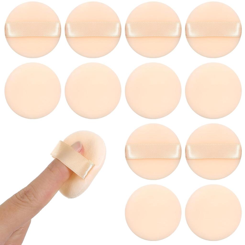 12 PCS Soft Microfiber Small Powder Puff, 1.5 Inches Small Powder Puff Mini Washable Powder Pact Makeup Sponges Finger-Sized for Women Face Sponge