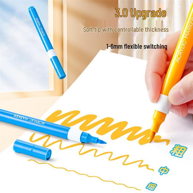 Opaque Multi-Color Acrylic Markers with Soft Tip, Waterproof for Students & Kids' Art, Kindergarten, Graffiti