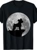 Miniature Schnauzer Silhouette In The Moon Halloween Costume T-Shirt Men And Unisex Can Wear Black White Gifts Retro Casual Crew Neck Printed T-Shirt