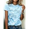 Modisches Damen Rundhals Kurzarm 3D Lässiges Farbprint Lässiges Kurzarm Rundhals T-Shirt