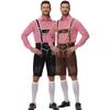 M-XXL Herren Bayerisches Oktoberfest Lederhosen Kostüm für Cosplay Deutsche Bierfeste Hosenträger Strampler Hemd Hut Set Outfit